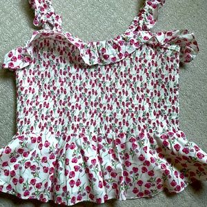 J Crew - Liberty/J Crew Floral Ruffle sleeve Tank